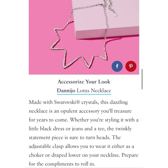 Dannijo Lotus Swarovski Crystal Silver Choker Necklace Adjustable - Picture 5 of 5